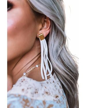 Raven & Riley Elaine Leather Earrings - White