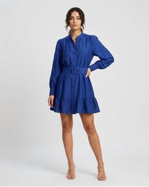 Lavender Brown Elizabeth Mini Dress - Blue