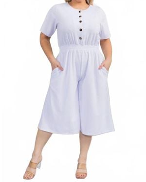 Karen T Design Button Down Capri Jumpsuit Romper - Blue