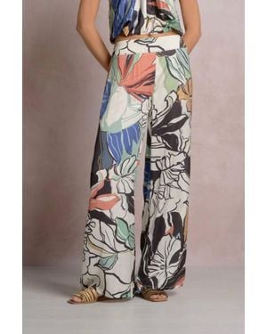 Elan Elastic Botanical Pants - Blue