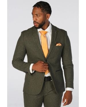 Paul Andrew Blazer Wool Blend Tweed Sport Coat Tailored Fit - Green