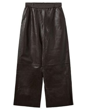 THE GARMENT Wide-Leg Lambskin Pants With Elasticated Waistband - Black