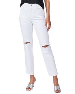 PAIGE Distressed Relaxed Straight Leg Jeans - White