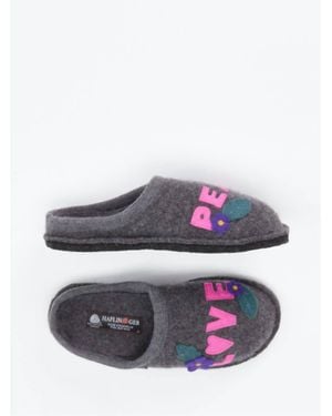 Haflinger Love & Peace Boiled Wool Slipper - Gray