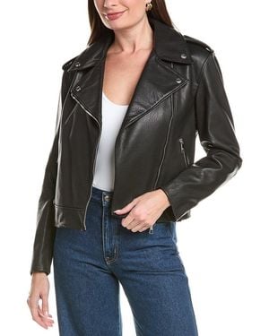 BOSS Sandy Leather Moto Jacket - Gray