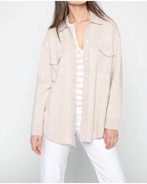 Kinross Cashmere Shacket Top - White