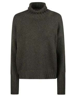 Aragona Ribbed Cashmere Turtleneck Sweater - Green