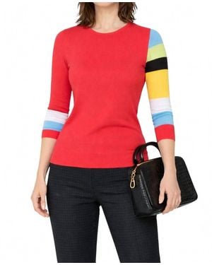 J'Envie/Eli Valencia Stripe Sleeve Tunic Top - Red