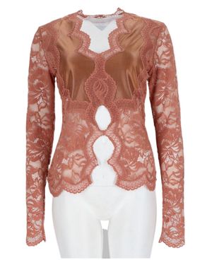 Rabanne Intricate Lace Long-Sleeve Viscose Top - Multicolor