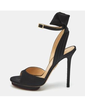 Charlotte Olympia Satin Wallace Ankle Strap Sandals - Black