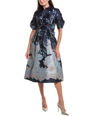 Teri Jon Wrap Tie Waist Shirtdress - Blue
