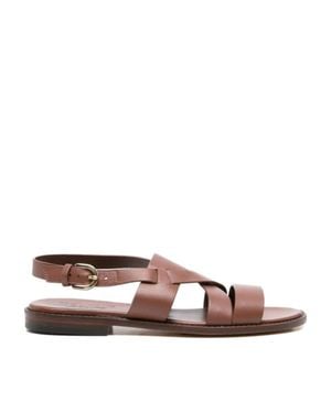 Doucal's Minimalist Slingback Leather Sandals - Brown