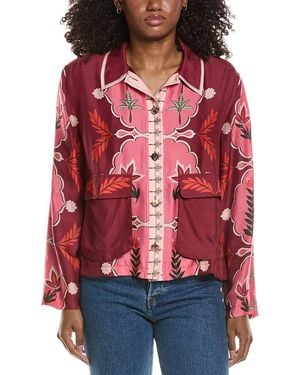 Johnny Was Shannon Silk-Blend Jacket - Red