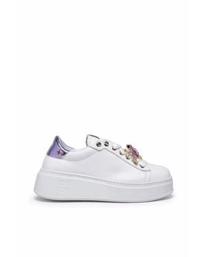 GIO+ Lilac Leather Wedge Sneakers - White