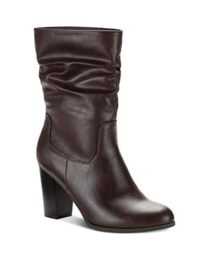 Style & Co. Style & Co Saraa Boot Block Heel Slouch Mid-Calf Booties Lion605 - Brown