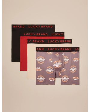Lucky Brand 4 Pack Essential Soft Boxer Briefs - Pink