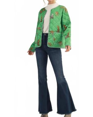 Jodifil Cheetah Chic Quilted Jacket - Green