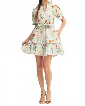 Jodifil Wildflower Belted Mini Dress - Natural