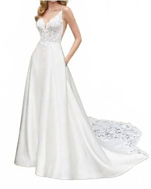 Mori Lee Darcy Cutaway Train Strappy Back Wedding Gown - White