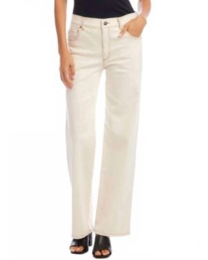 Karen Kane Full Length Wide-Leg Jeans - Natural