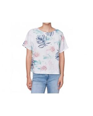 Charlie b Printed Linen Dolman Top - Blue