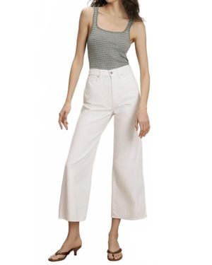 Veronica Beard Taylor Cropped High Rise Wide Leg Jean - White