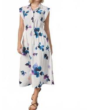 Lilla P Gusset Sleeve Maxi Dress - Blue