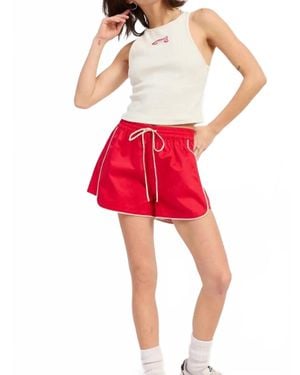 emory park High Rise Poplin Shorts - Red