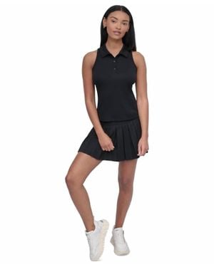DKNY Court Racerback Polo Tank Top - Black