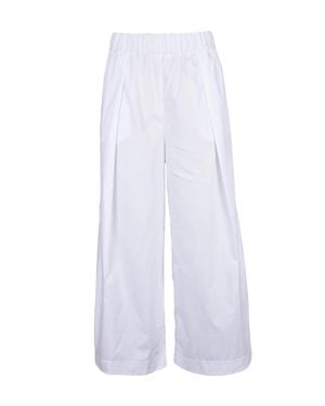 Colmar Relaxed Fit Wide Leg Cotton Pants - White