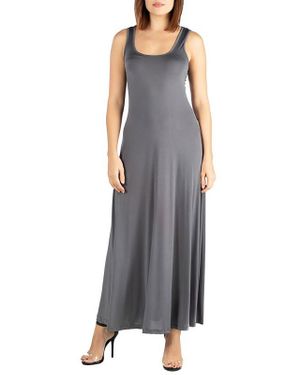 24seven Comfort Apparel Knit Sleeveless Maxi Dress - Gray