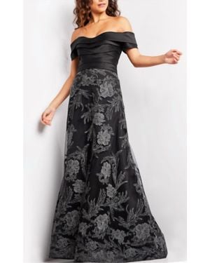 Jovani Off The Shoulder A Line Gown - Black