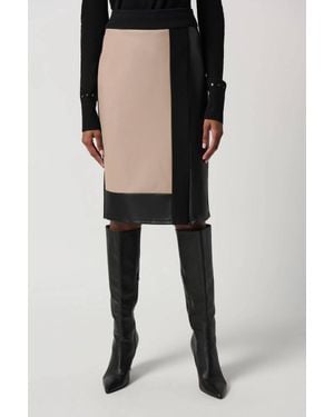 Joseph Ribkoff Bardot Heavy Knit And Faux Leather Pencil Skirt - Black