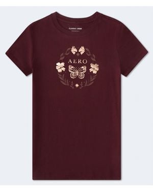 Aéropostale Butterfly Circle Foil Graphic Tee - Purple