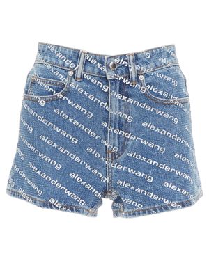 Alexander Wang Bite Crystal Logo Mini Shorts - Blue