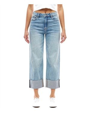 Hidden Jeans Ella High Rise Cuffed Wide Leg Jeans - Blue