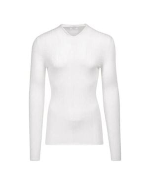 Ferragamo V-Neck Wool Knit Sweater - White