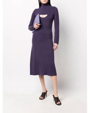 Ferragamo Lamé Wool Midi Dress - Purple