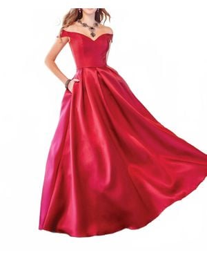 Clarisse Mikado Sweetheart Off Shoulder Gown - Red