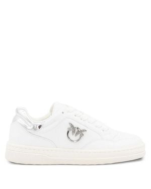 Pinko Leather Sneakers With Metallic Accents - White