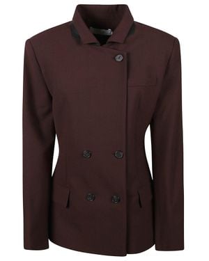 IRO Tailored Deep Burgundy Double-Breasted Jacket With Detailing - Brown