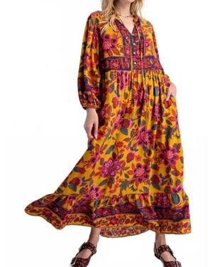 Easel Sunset Bloom Maxi Dress - Orange