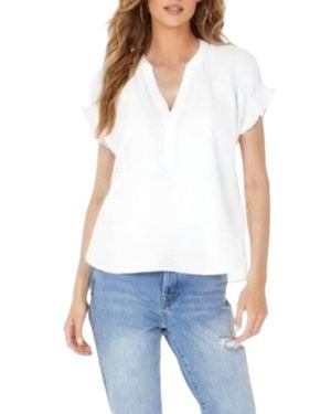 Bobi Shirred Dolman Top - White