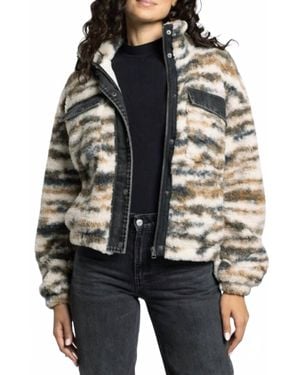 Thread & Supply Leona Fluffy Faux-Shearling Jacket - Black