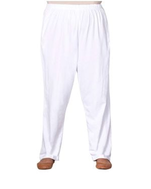 On The Plus Side Cotton Relaxed Pants - White