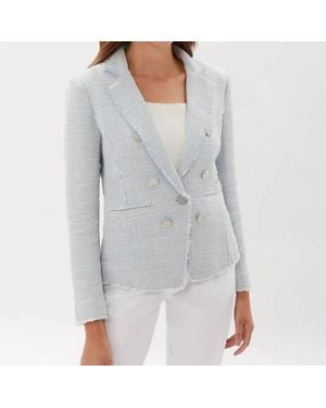 ecru Plaid Fitted Blazer - Gray