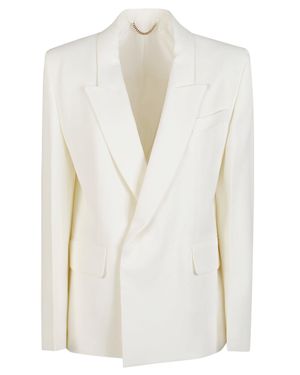 Victoria Beckham Double Breasted Sharp Lapel Viscose Blazer - White