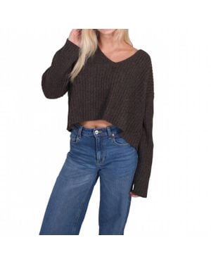 C.T.Plage V Neck Cropped Sweater Top - Black