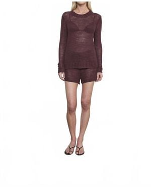 Enza Costa Linen Open Knit Short - Purple
