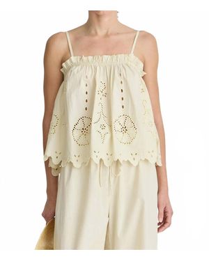 Apiece Apart Embroidered Square Neck Cami Top - Natural